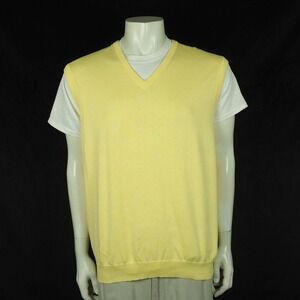 Brooks Brothers 346 Sweater Vest Mens Sz XL Yellow V-Neck Supima Cotton Blend